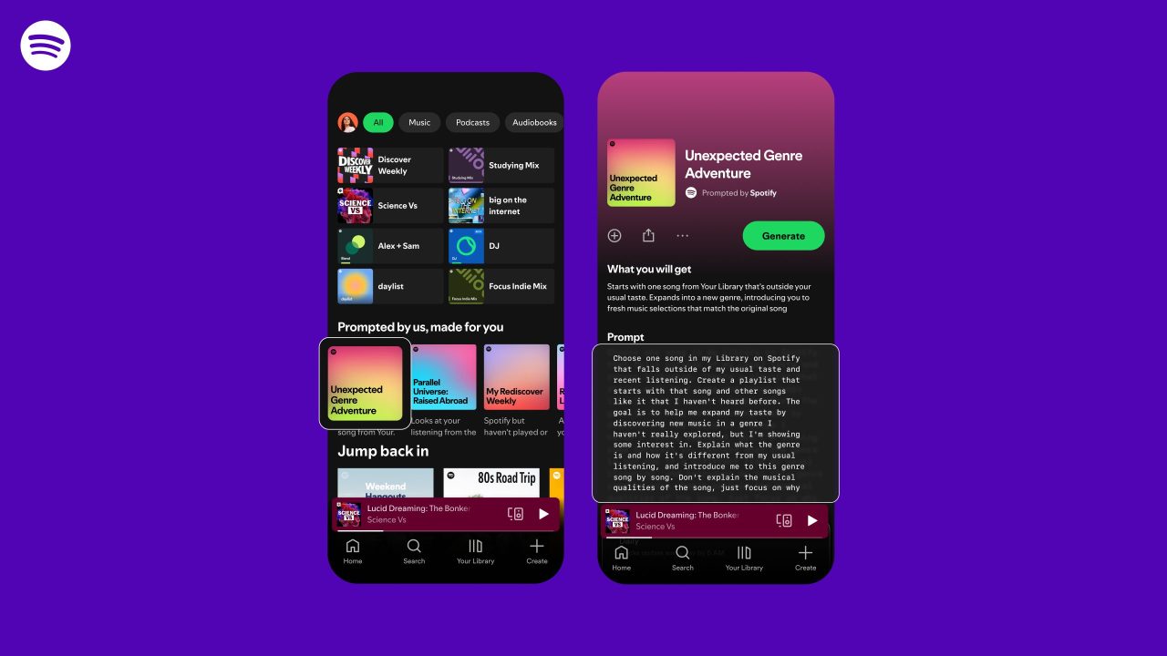 Spotify «لیست‌های پخش پیشنهادی» شخصی‌شده‌تر و مبتنی بر هوش مصنوعی را آزمایش می‌کند